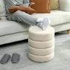 Hocker, rond, teddyfleece, metalen frame, tot 120kg, Φ40x45h cm, beige 7