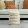 Hocker, rond, teddyfleece, metalen frame, tot 120kg, Φ40x45h cm, beige 8