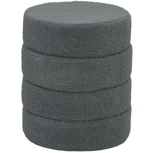 Hocker, rond, teddyfleece, metalen frame, tot 120kg, Φ40x45h cm, donkergrijs 1