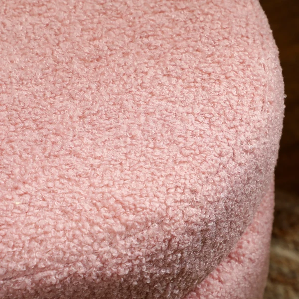 Hocker, rond, teddyfleece, metalen frame, tot 120kg, Φ40x45h cm, roze 10
