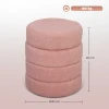 Hocker, rond, teddyfleece, metalen frame, tot 120kg, Φ40x45h cm, roze 4