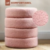 Hocker, rond, teddyfleece, metalen frame, tot 120kg, Φ40x45h cm, roze 5