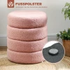 Hocker, rond, teddyfleece, metalen frame, tot 120kg, Φ40x45h cm, roze 6