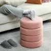 Hocker, rond, teddyfleece, metalen frame, tot 120kg, Φ40x45h cm, roze 7