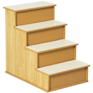 Huisdiertrap, voor honden/katten, 4 treden, kort pluche, tot 30 kg, 40 x 59 x 54,2 cm, natuur 1