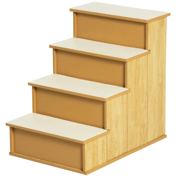 Huisdiertrap, voor honden/katten, 4 treden, kort pluche, tot 30 kg, 40 x 59 x 54,2 cm, natuur 10