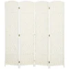 Kamerscherm, 4 delig opvouwbare scheidingswand, gevlochten patroon, dennenhout, wit 1