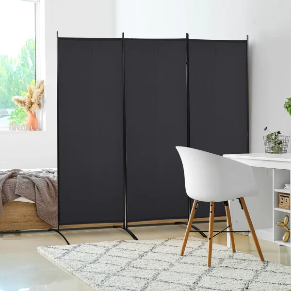 Kamerverdeler, 3 delig privacy scherm, kamerscherm met metalen frame, zwart 2