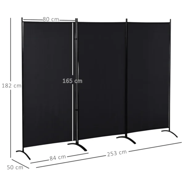 Kamerverdeler, 3 delig privacy scherm, kamerscherm met metalen frame, zwart 4