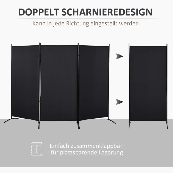 Kamerverdeler, 3 delig privacy scherm, kamerscherm met metalen frame, zwart 5
