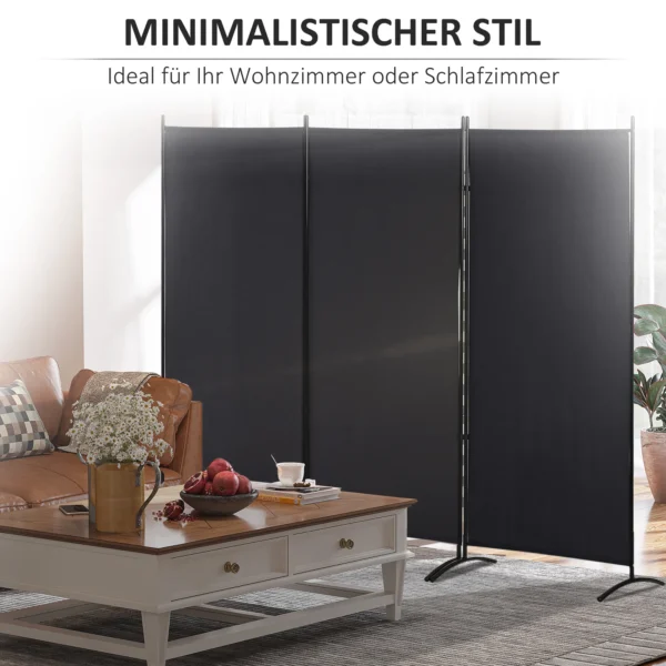 Kamerverdeler, 3 delig privacy scherm, kamerscherm met metalen frame, zwart 8