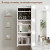 Kaptafel met spiegel en 12 led lampen, kaptafel met 7 laden, 6 verborgen opbergvakken, spaanplaat, wit 7