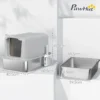 Kattenbak, bak van roestvrij staal, filter, schep, voor katten tot 6 kg, 40,5 x 60,5 x 41,5 cm, grijs/zilver 4