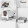 Kattenbak, kattentoilet met deksel, kattenbak schep, voorste ingang en bovenste uitgang roestvrij staal tot 15 kg 4