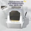 Kattenbak, kattentoilet met deksel, kattenbak schep, voorste ingang en bovenste uitgang roestvrij staal tot 15 kg 7