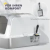 Kattenbak, kattentoilet met deksel, kattenbak schep, voorste ingang en bovenste uitgang roestvrij staal tot 15 kg 8