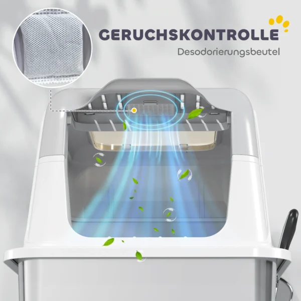 Kattenbak, kattentoilet met deksel, kattenbak schep, voorste ingang en bovenste uitgang roestvrij staal tot 15 kg 9