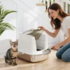 Kattenbak van roestvrij staal, gesloten kattenbak met schep, geurzakje, in en uitgang 2