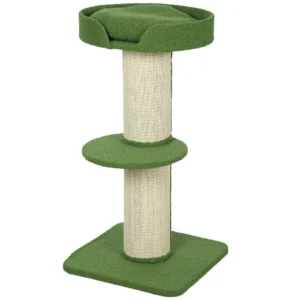 Kattenboom 91cm speelboom met kattenbed, platform lamswol groen 1