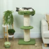 Kattenboom 91cm speelboom met kattenbed, platform lamswol groen 2