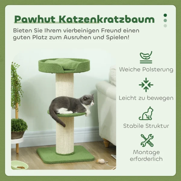 Kattenboom 91cm speelboom met kattenbed, platform lamswol groen 5