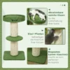 Kattenboom 91cm speelboom met kattenbed, platform lamswol groen 6
