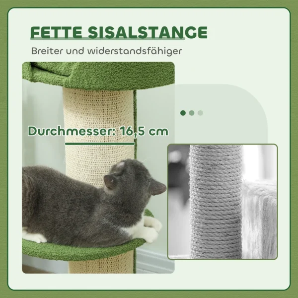 Kattenboom 91cm speelboom met kattenbed, platform lamswol groen 7