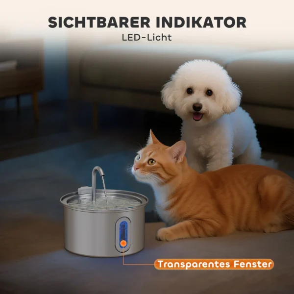 Kattenfontein 2,5l drinkfontein voor katten met stille pomp led actief koolstoffilter 19,4 x 19,4 x 18,7 cm 10