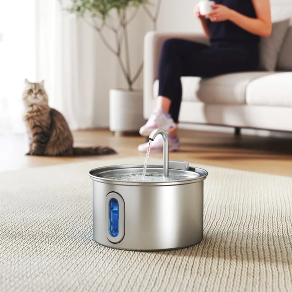 Kattenfontein 2,5l drinkfontein voor katten met stille pomp led actief koolstoffilter 19,4 x 19,4 x 18,7 cm 2