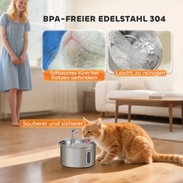 Kattenfontein 2,5l drinkfontein voor katten met stille pomp led actief koolstoffilter 19,4 x 19,4 x 18,7 cm 5