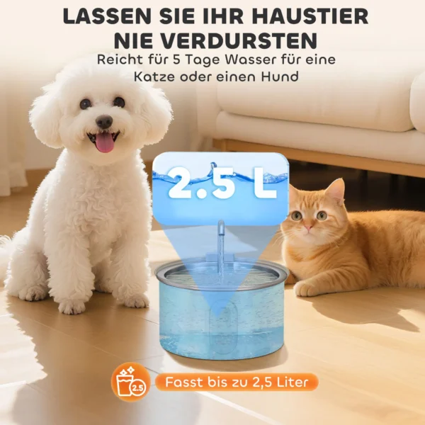 Kattenfontein 2,5l drinkfontein voor katten met stille pomp led actief koolstoffilter 19,4 x 19,4 x 18,7 cm 7
