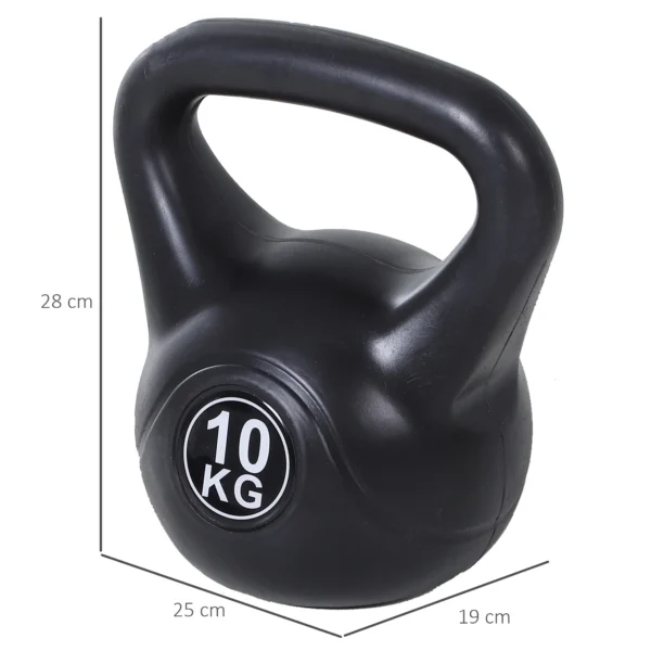 Kettlebell kogelhalter 10 kg gewicht halter gevuld met zand voor beginners zwart 4