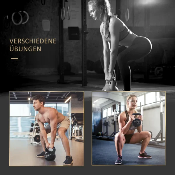 Kettlebell kogelhalter 10 kg gewicht halter gevuld met zand voor beginners zwart 5