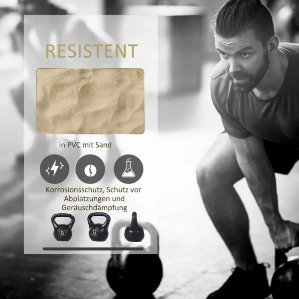 Kettlebell kogelhalter 10 kg gewicht halter gevuld met zand voor beginners zwart 6