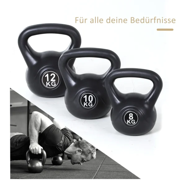 Kettlebell kogelhalter 10 kg gewicht halter gevuld met zand voor beginners zwart 8