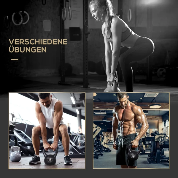 Kettlebell kogelhalter 12 kg gewicht halter gevuld met zand voor beginners zwart 5