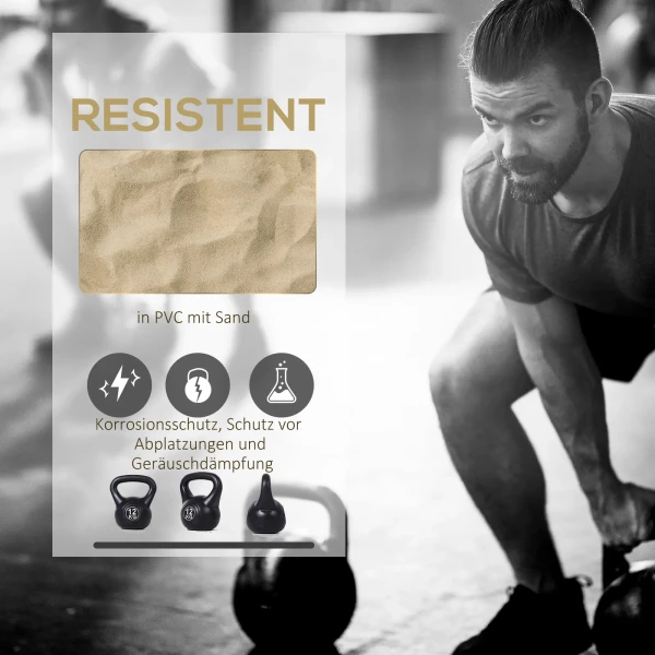 Kettlebell kogelhalter 12 kg gewicht halter gevuld met zand voor beginners zwart 6