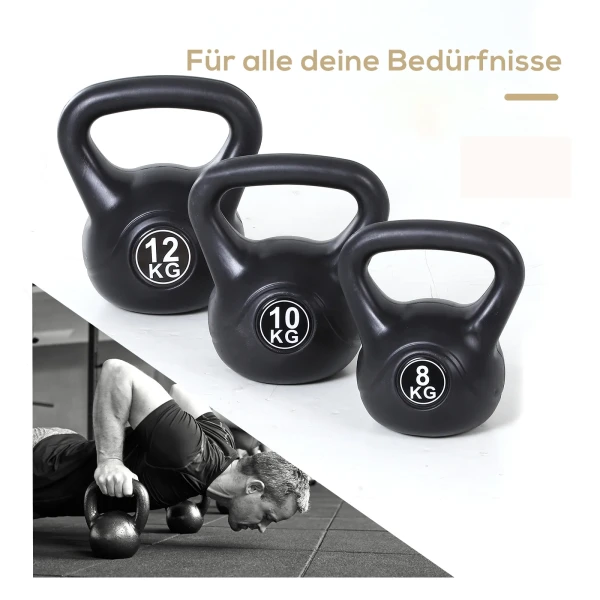 Kettlebell kogelhalter 12 kg gewicht halter gevuld met zand voor beginners zwart 8
