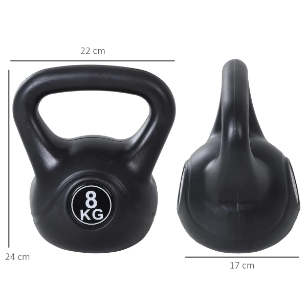 Kettlebell kogelhalter 8 kg gewicht halter gevuld met zand voor beginners zwart 4