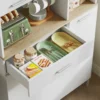 Keukenkast met open planken, vakken, wijnrek, voorraadkast met 5 kastdeuren, mdf, wit 10