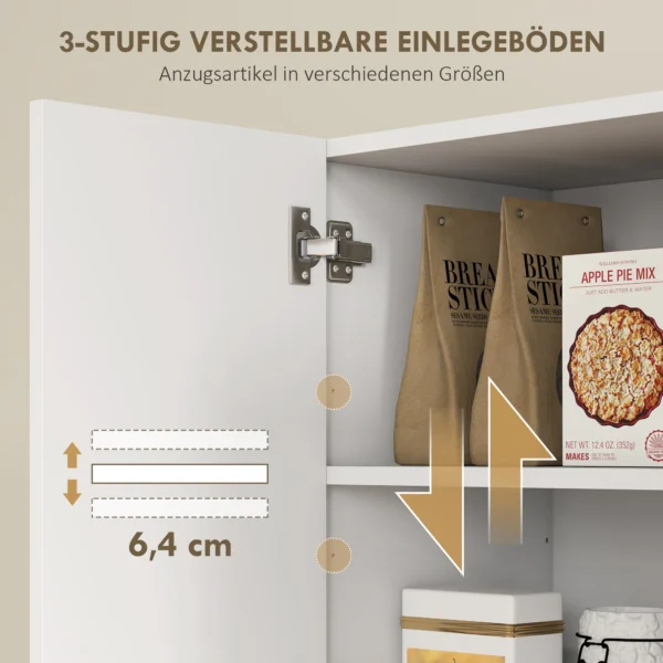 Keukenkast met open planken, vakken, wijnrek, voorraadkast met 5 kastdeuren, mdf, wit 6
