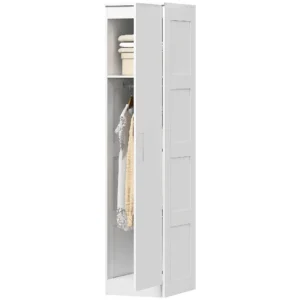 Kledingkast multifunctionele kast met kledingstang, plank, soft close deur 40 x 52 x 180 cm wit 1