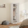 Kledingkast multifunctionele kast met kledingstang, plank, soft close deur 40 x 52 x 180 cm wit 2