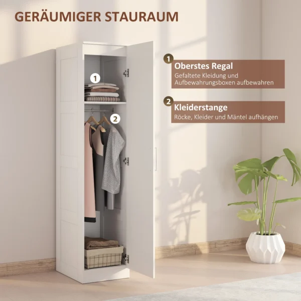 Kledingkast multifunctionele kast met kledingstang, plank, soft close deur 40 x 52 x 180 cm wit 5