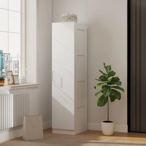 Kledingkast multifunctionele kast met kledingstang, plank, soft close deur 40 x 52 x 180 cm wit 8