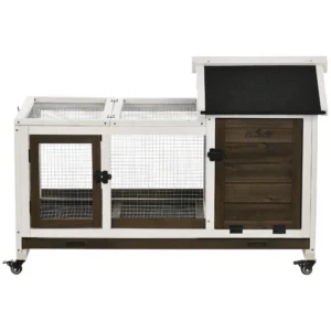 Kleinveestal voor dwergkonijnen, cavia's, met wielen, 108 x 58 x 73,5 cm, koffie 1