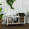 Kleinveestal voor dwergkonijnen, cavia's, met wielen, 108 x 58 x 73,5 cm, koffie 2
