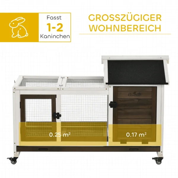 Kleinveestal voor dwergkonijnen, cavia's, met wielen, 108 x 58 x 73,5 cm, koffie 5