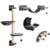 Klimmuur voor katten 4 delig katten klimmuur set met hangmat, kattenbrug tot 5 kg, donkergrijs 1