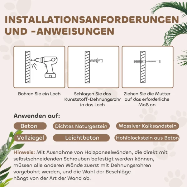 Klimmuur voor katten 4 delig katten klimmuur set met hangmat, kattenbrug tot 5 kg, donkergrijs 8
